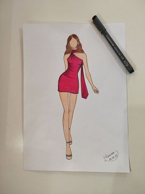 Model Drawing Dress Design, Drawing Models Fashion Dresses, Model Dresses Drawing, Model Art Drawing Fashion Sketches, Model Drawing Dress, Top Model Drawing Ideas, Model Dress Drawing, Top Model Drawing, Fashion Drawing Dresses Sketches