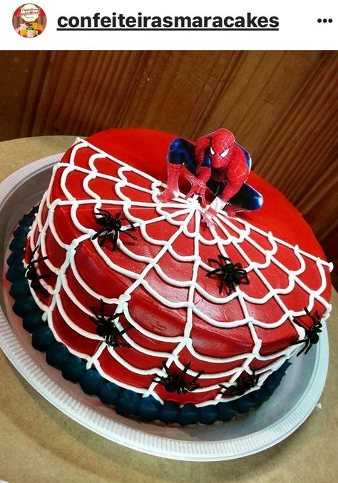 Spin Birthday Cake, Spiderman Recipes, Chocolate Spiderman Cake, Diy Spiderman Birthday Cake, Spider Man Birthday Cake Ideas, Easy Spider Man Cake, Spiderman Birthday Cake Buttercream, Spiderman Birthday Cake Easy, Spiderman Cake Ideas Easy