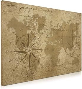 Navaris Magnetic Dry Erase Board - 16 x 24 inches Decorative White Board for Wall with Design, Includes 5 Magnets and Marker - Antique World Map Wall With Design, Magnetic Wall Board, Ancient World Maps, Magnetic Dry Erase Board, Magnetic Memo Board, World Map Design, Antique World Map, Dry Erase Calendar, Memo Boards