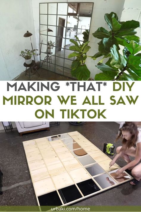 Diy Big Mirror, Large Mirror Diy, Floor Mirror Diy, Mirror Headboard Diy, Table Designs Ideas, Diy Floor Mirror, Diy Wall Mirror, Diy Mirror Wall Decor, Home Gym Mirrors