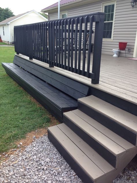 Railing Deck Ideas, Camper Deck, Deck Railing Ideas, Deck Colors, Railing Ideas, Patio Deck Designs, Deck Paint, Deck Designs Backyard, Deck Designs