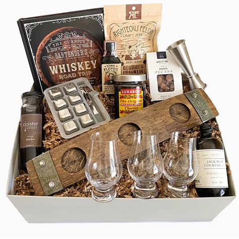 Bourbon Gifts Basket, Luxardo Cherries, Whiskey Gifts Basket, Glass Of Bourbon, Bourbon Honey, Jack Rudy, Gourmet Baskets, Gourmet Gift Box, Gifts Baskets