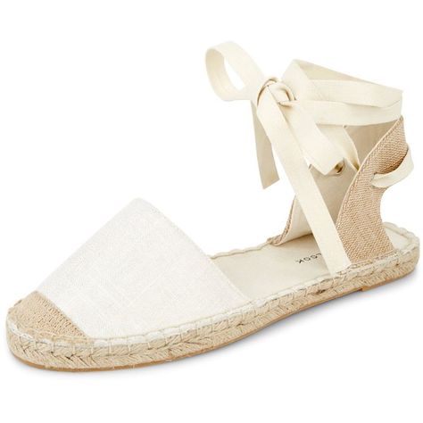 New Look Wide Fit Cream Canvas Lace Up Espadrilles ($19) ❤ liked on Polyvore featuring shoes, sandals, winter white, lace up shoes, wide shoes, new look shoes, espadrilles shoes and espadrille sandals Sandals Winter, Ivory Sandals, Latest Fashion Shoes, Wide Sandals, Cream Sandals, Ivory Shoes, Lace Sandals, Canvas Sandals, Espadrilles Shoes