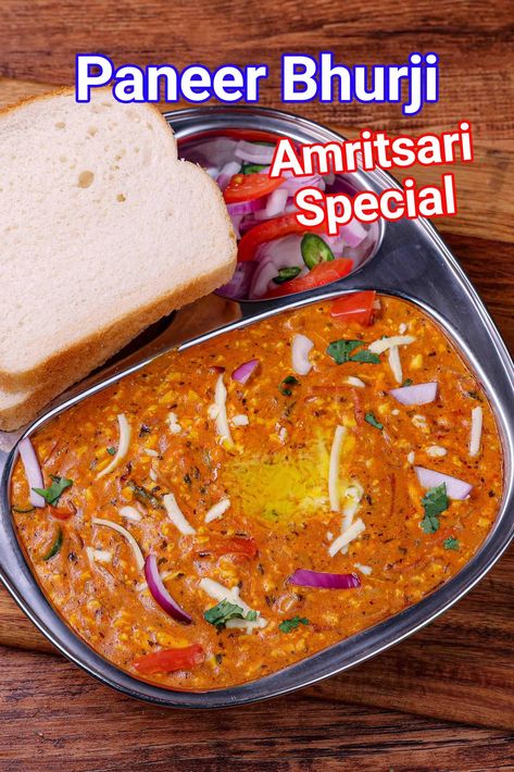 Amritsari Paneer Bhurji Recipe | Street Style Paneer Bhurji Gravy Grated Paneer Recipes, Paneer Bhaji Recipe, Paneer Burji With Gravy, Paneer Bhurji Recipe Restaurant Style, Paneer Bhurji Recipe Video, Amritsari Paneer Bhurji, Paneer Burji, Paneer Bhurji Recipe, Mushroom Masala Recipe