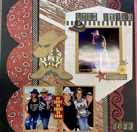 Concert - Scrapbook.com Concert Scrapbook Layouts Ideas, Scrapbook Ideas For Concerts, Scrapbook Ideas Concert, Nashville Scrapbook Layouts, Concert Scrapbook Layouts, Concert Scrapbook Ideas, Concert Scrapbook, Scrapbooking Vacation, Fall Scrapbook Layouts