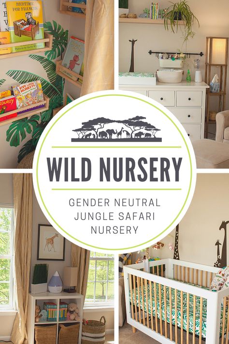 Decor ideas for a gender neutral jungle safari themed nursery. #junglenursery #safarinursery #junglesafarinursery #genderneutral #genderneutralnursery #nursery #babynursery #boynursery #girlnursery Diy Jungle Nursery Decor, Nursery Changing Table Dresser, Crib Inspiration, Rustic Baby Boy Nursery, Rustic Baby Nurseries, Rustic Woodland Nursery, Scandi Kids Room, Rustic Boy Nursery, Jungle Safari Nursery