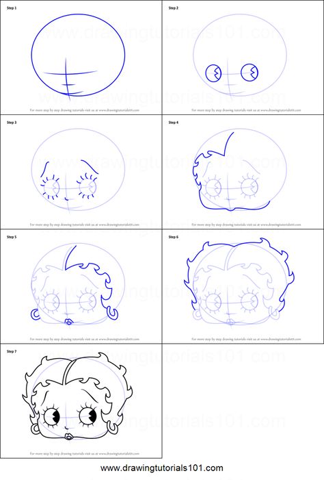 How to Draw Betty Boop Face printable step by step drawing sheet : DrawingTutorials101.com Draw Betty Boop, Chicano Art Drawings Sketches, Betty Boop Drawing, Drawing Ideas Chicano, Betty Boop Face, Cartoon Character Drawing, Explore Drawing, Iconic Cartoon Characters, Face Printable