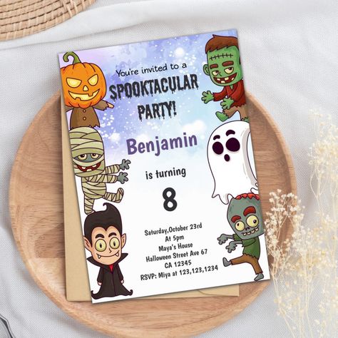 Birthday Invitations Zazzle, Halloween Street, Halloween Birthday Party Invitations, Boy Halloween, Halloween Birthday Invitations, Invitation Halloween, Halloween Invitation, Birthday Halloween Party, Halloween Party Themes