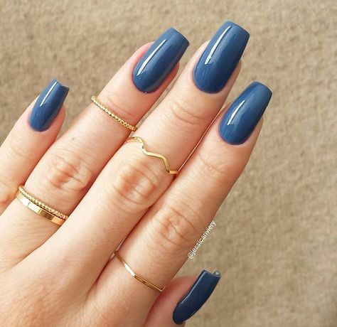 Blue acrylic nails Opi Blue, Blue Matte Nails, Simple Acrylic, Blue Acrylic Nails, New Nail Designs, Nail Designs Valentines, Dusky Blue, Simple Acrylic Nails, Nails Blue