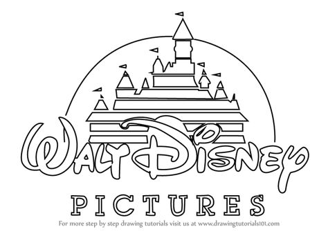 Learn How to Draw Walt Disney Logo (Brand Logos) Step by Step : Drawing Tutorials Disney Characters Outline, Walt Disney Logo, Logo Coloring Pages, Descendants Coloring Pages, Logo Outline, Disney Logo, Movie Studios, Kids Pages, Music Coloring