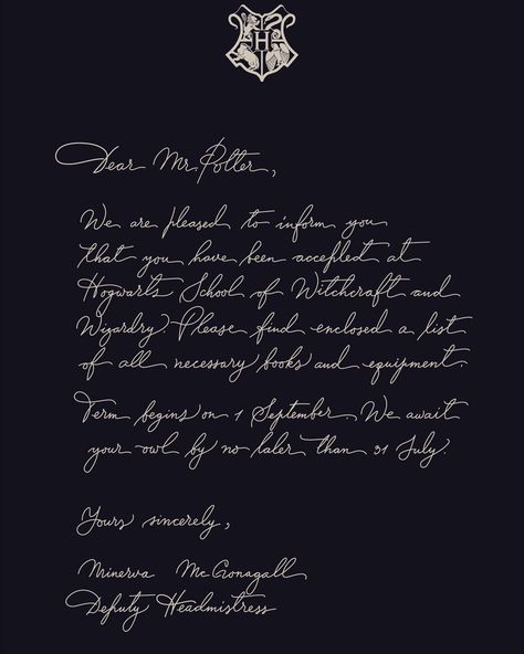 This is a penmanship piece of famouse letter done. Art.loopsandtails.com #handwriting #penmanship #calligraphy #harrypotter #lettering Harry Potter Calligraphy, Letter To Hogwarts, Acceptance Letter, School Notes, Handwriting, Hogwarts, Harry Potter, Calligraphy, Books