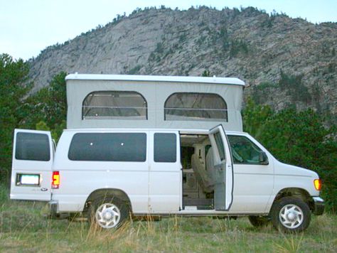 Colorado Campervan Ford Van Poptop - camperize: pop tops Chevrolet Van, Pop Top Camper, Glamper Camper, Building Components, Adventure Trailers, Diy Campervan, Astro Van, Campervan Life, Ford Van