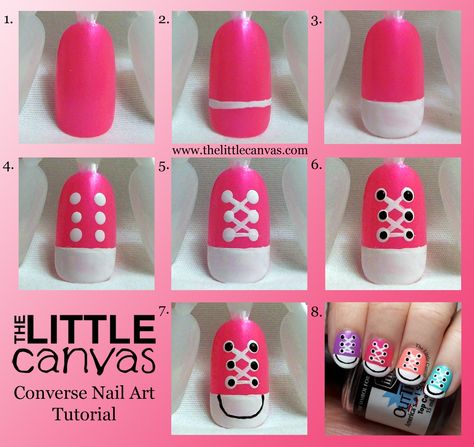 Converse Nail Art, Sneaker Nails, Converse Nails, Kids Nail Designs, Kutek Disney, Gel Nail Art Designs, Nail Art For Beginners, Nail Art Designs Videos, Nails For Kids