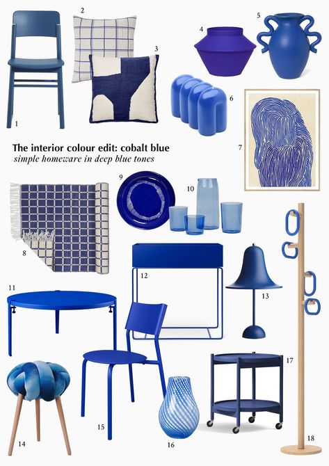 The colour edit: how to use blue in interiors — Quietly Cobalt Blue Accents Decor, Blue Details Interior, Cobalt Blue Room Ideas, Electric Blue Decor, Cobalt Blue Home Decor, Cobalt Blue Interior Design, Cobalt Blue Interior, Cobalt Blue Color Combinations, Cobalt Blue Bedroom