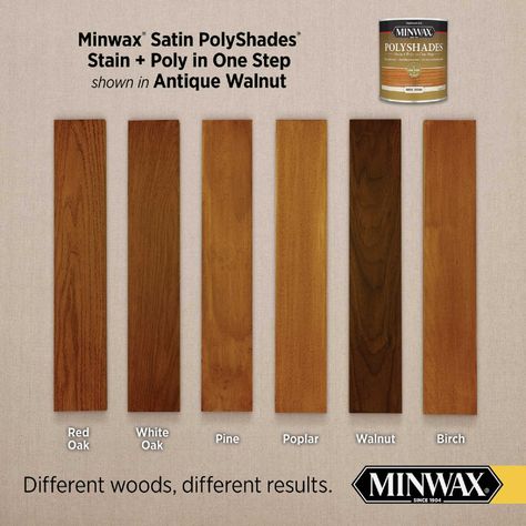 Minwax Polyshades 1 Qt. Satin Stain & Finish Polyurethane In 1-Step, Antique Walnut - Anderson Lumber Minwax Polyshades, Minwax Stain Colors, Build Projects, Minwax Stain, Walnut Doors, Wood Stain Colors, Wood Stain, House Remodel, Painted Floors