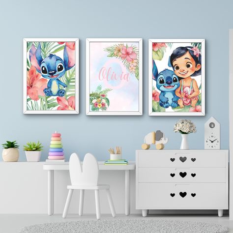 Stitch Themed Bedroom, Stitch Poster, Stitch Nursery, Point Art, Girl Room Decor, Lilo Et Stitch, Personalized Posters, Stitch Art, Lilo Stitch