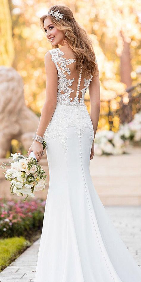 21 Lovely Lace Back Wedding Dresses ❤ lace back wedding dresses mermaid with buttons illusion stella york ❤ Full gallery: https://weddingdressesguide.com/lace-back-wedding-dresses/ #bridal #bridalgown #laceweddingdresses Coral Dress Wedding, Lace Back Wedding Dress, Mexican Wedding Ideas, Straight Wedding Dresses, Wedding Dresses With Lace, Wedding Dress Buttons, Stella York Wedding Dress, Dresses With Lace, Short Wedding Dresses