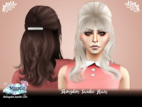 The Sims Resource - Shimydim Sandie Hair 60’s Hair, 1960 Hair, 1960s Hair, 50s Hairstyles, 60s Hair, Cc Mods, 60s Women, 70s Hair, Pelo Sims