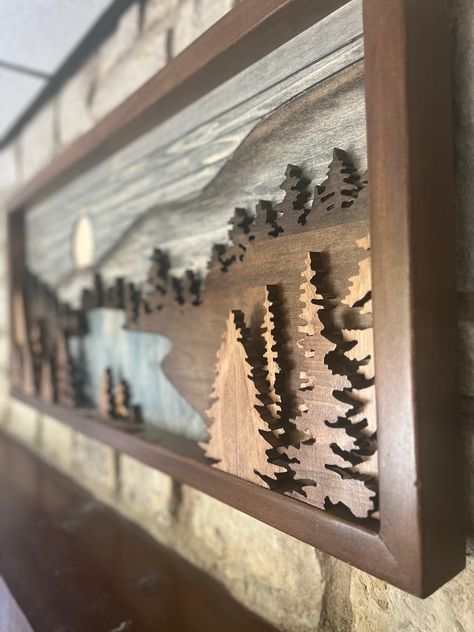 Cricut Artwork Wall Art, Mountain Wood Art, Woodsy Decor, Cabin Wall Art, Barn Wall Art, Rustic Wood Wall Art, Woodland Wall Art, Woodland Wall, Wood Wall Art Diy