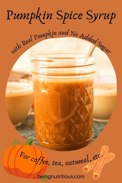 This easy and healthy Pumpkin Spice Syrup will have you reaching for your homemade pumpkin spice latte all day long! No added sugar, made with real pumpkin, and all the deliciousness of the popular coffee drink without the sugar crash. Pumpkin Spice Homemade, Healthy Pumpkin Syrup, Pumpkin Coffee Sauce Recipe, Homemade Pumpkin Syrup, Healthy Pumpkin Spice Sauce, Pumpkin Sauce For Coffee Healthy, Pumpkin Maple Syrup, Sugar Free Pumpkin Sauce For Coffee, Sugar Free Pumpkin Syrup