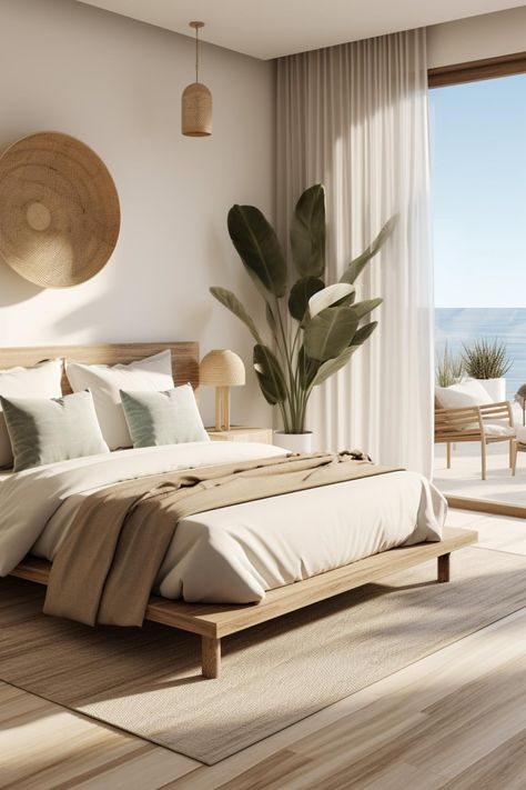 30 Coastal Bedroom Decor Ideas for an Ocean-Inspired Sanctuary Resort Home Decor, Modern Coastal Furniture Ideas, Beach Glam Bedroom, Tulum Aesthetic Interior, Coastal Modern Interior, Coastal Calm Bedroom, Relaxed Coastal Interior, Coastal Hotel Design, Tulum Style Bedroom