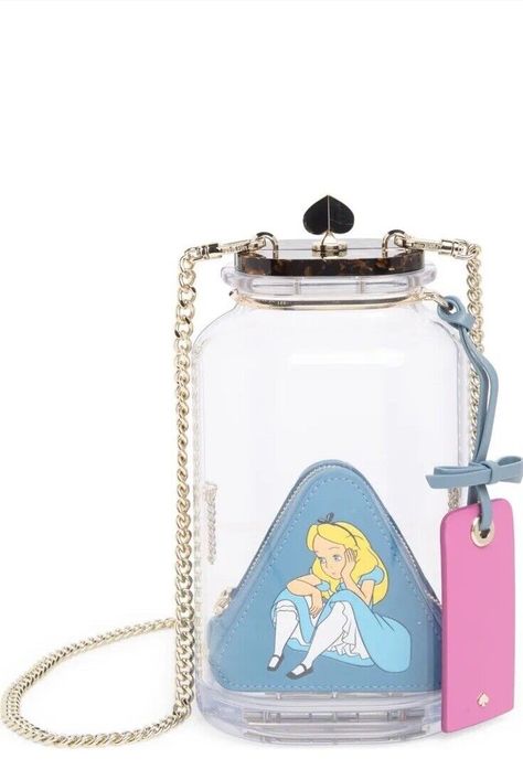 Alice In Wonderland Bottle, Resin Bottle, Alice In Wonderland 1951, Disney Shop, Novelty Bags, Disney Alice, Bottle Bag, Cute Bags, Metallic Logo