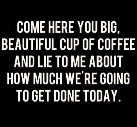 Come here you big, beautiful cup of coffee and lie to me about how much we're going to get done today Coffee Meme, Coffee Is Life, Lie To Me, Chocolate Coffee, Coffee Love, Coffee Quotes, Sarcastic Quotes, Coffee Humor, Coffee Addict