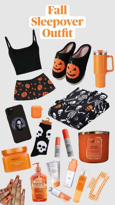 #fall #sleepover #pumpkinspice Fall Sleepover, Casual Halloween Outfits, Halloween Things To Do, Sleepover Outfit, Traditional Design Style, Halloween Sleepover, Fall Gift Baskets, Halloween Bedroom Decor, October Outfits