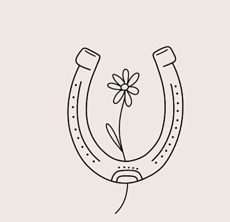 How To Draw A Horseshoe, Small Horshoe Tattoo, Western Outline Drawings, Western Drawings Simple Easy, Western Tiny Tattoos, Horse Inspired Tattoos, Cowgirl Doodles, Horse Shoe Tattoos, Country Drawings Easy