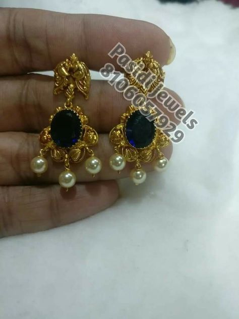 Nallapusalu Earrings Gold, Nallapusalu Earrings, Gold Earrings Indian, Black Beads Mangalsutra Design, Gold Jewelry Simple Necklace, Beautiful Gold Necklaces, Jewelry Set Design, Gold Jewelry Stores, Black Beaded Jewelry