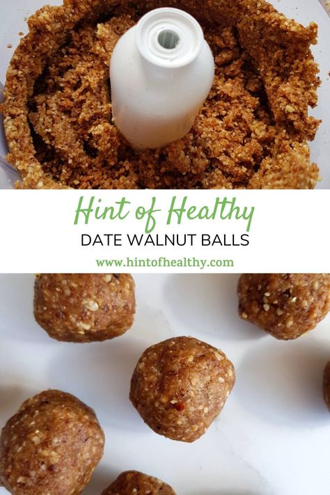 These healthy date walnut balls are made by grinding dates and walnuts in a food processor. They make for an excellent high protein snack, or excellent post workout energy balls. They are also great as a dessert! Make a big batch, as these store really well for the rest of the week. Really simple and easy recipe with only 2 ingredients required.uh Date Walnut Balls, Fig Balls Healthy Snacks, Dates And Walnuts Energy Balls, Walnut Energy Balls, Walnut Protein Balls, Walnut Recipes Healthy Snack, Dates Walnuts Recipes, Walnut And Date Recipes, Healthy Walnut Snacks