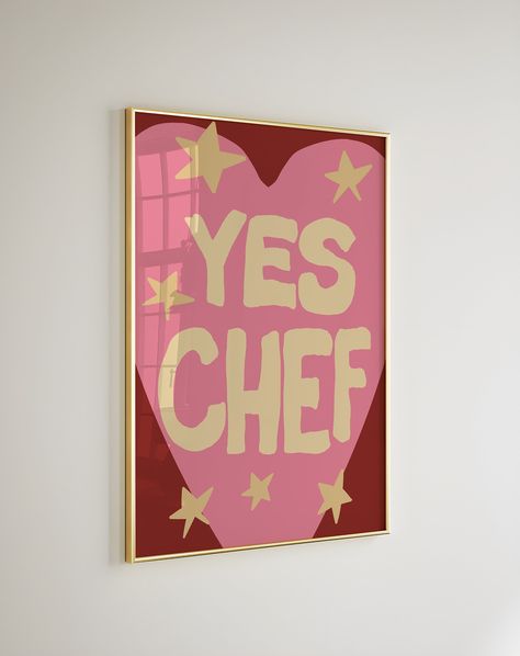 YES CHEF Poster Print, Cute Kitchen Wall Art, Typography Print, Mid Century Modern, Gift for Chef, Minimalistic Kitchen Print, French Quote - Etsy Kitchen Decor Artwork, Art In A Kitchen, Diy Kitchen Canvas Art, Quirky Small Kitchens, Home Art Prints, Art Prints For Kitchen, Kitchen Decor Painting, Prints For Kitchen Wall Art, Cute Kitchen Wall Decor