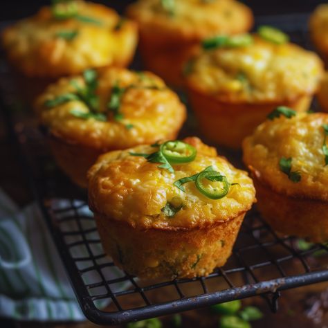 Cornbread Jalapeño Popping Muffins: A Spicy, Savory Snack Homeschool Snacks, Cornbread Jalapeno, Cornbread Appetizer, Jalapeno Cornbread Jiffy, Savory Cornbread Recipe, Mini Cornbread Muffins, Jalapeno Recipe, Savory Cornbread, Spicy Queso