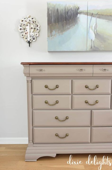 Chalk Paint Bed, Chalk Paint Furniture Dresser, Chalk Paint Bedroom Furniture, Tan Furniture, Parker Furniture, Cherry Bedroom Furniture, Annie Sloan Painted Furniture, Cherry Wood Furniture, Chalk Paint Dresser