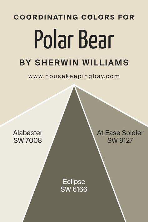 Coordinating Colors of Polar Bear SW 7564 by Sherwin Williams Polar Bear Sherwin Williams, Eclipse Sherwin Williams, Sherwin Williams Eclipse Exterior, At Ease Soldier Sherwin Williams, Sherwin Williams Eclipse, Sw Eclipse, Paint Ideas For Home, Main Bedroom Ideas, Redo Kitchen