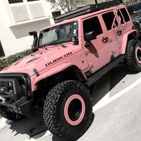 Pink Jeep Rubicon, Black And Pink Jeep, Light Pink Jeep, Modificaciones Jeep Xj, Pink Jeep Wrangler, Jeep Wrangler Girl, White Jeep, Custom Jeep Wrangler, Pink Jeep