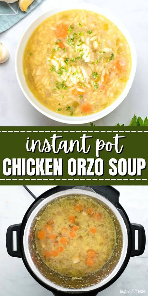 Instant Pot Chicken Orzo Soup is a quick and easy recipe for chicken soup featuring tender chicken and perfectly cooked orzo in a light and bright broth kissed with lemon. Instapot Orzo, Pressure Cooker Chicken Soup Recipes, Instant Pot Orzo Recipes, Instapot Chicken Soup Recipes, Instant Pot Chicken Orzo, Chicken Rice Soup Instant Pot, Instant Pot Orzo, Chicken Soup Instant Pot, Recipe For Chicken Soup