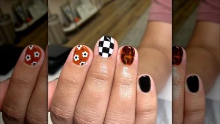 36 Manicures That Will Nail The Checkerboard Trend Checker Board Nails Design, Checkered Nails, Nail Looks, Checker Board, Checker Design, Accent Nail, Checkered Print, Checkerboard Pattern, Accent Nails