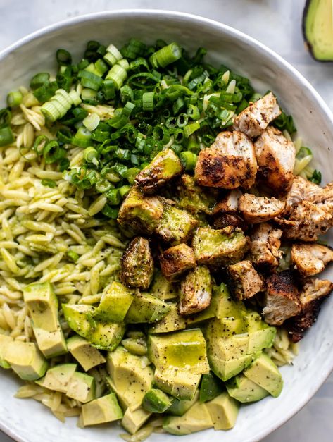 Avocado Orzo Salad, Grilled Chicken Orzo, Chicken Orzo Salad, Grilled Chicken Avocado, Cilantro Lime Vinaigrette, Black Bean And Corn, Tortellini Salad, Chicken Orzo, Cilantro Lime Dressing