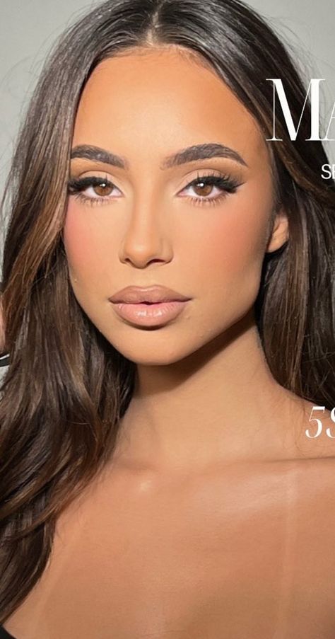 Heavy Contour Makeup Looks, Simple Rose Makeup, Matte Eyeshadow Bridal Makeup, Neutral Matte Eye Makeup, Full Glam Brown Eyes, Brown Almond Eye Makeup, Bronze Bridal Makeup Brown Eyes, Wedding Bride Makeup Brown Eyes, Wedding Makeup Ideas For Brown Eyes