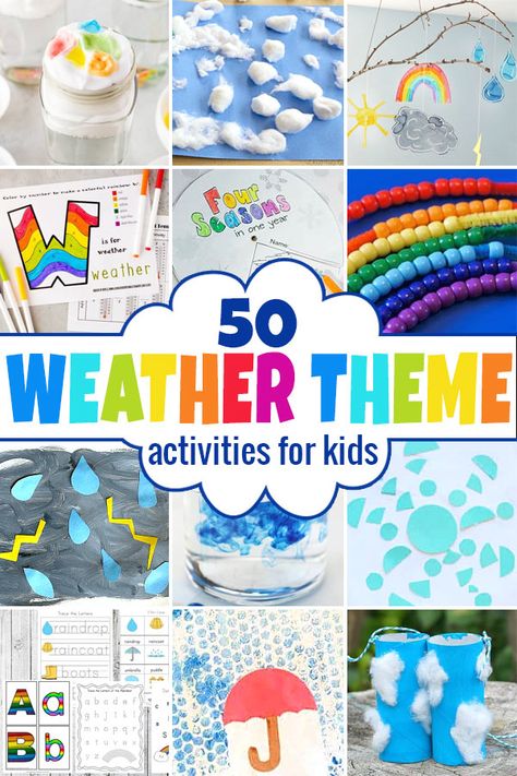 Weather Theme Activities, Weather Activities For Preschool, Theme Activities For Kids, Weather Lesson Plans, Weather Unit Study, Weather Experiments, Weather For Kids, Weather Activities Preschool, Weather Activities For Kids