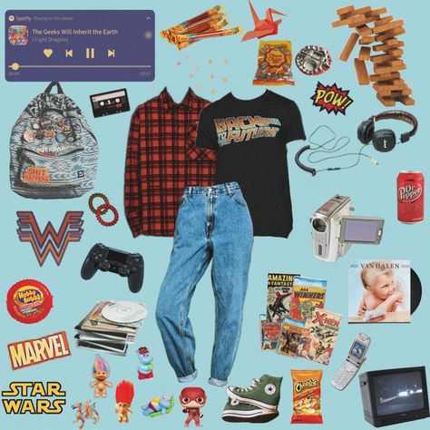 80s Geek Fashion, Nerd Style Aesthetic, Retro Arcade Aesthetic Outfit, Geek Outfits Aesthetic, Computer Science Aesthetic Outfit, Science Aesthetic Outfit, 90s Nerd Aesthetic, Nerdcore Fashion, Geek Outfits Women