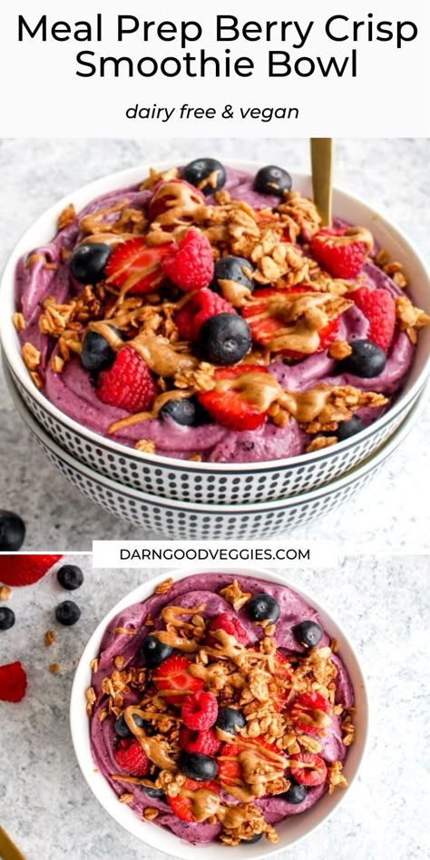 Smoothie Bowl Ingredients, Protein Smoothie Bowl, Granola Ingredients, Veggies Recipes, Meal Prep Tips, Cinnamon Granola, Berry Crisp, Plant Based Recipes Breakfast, Quick Breakfast Recipes