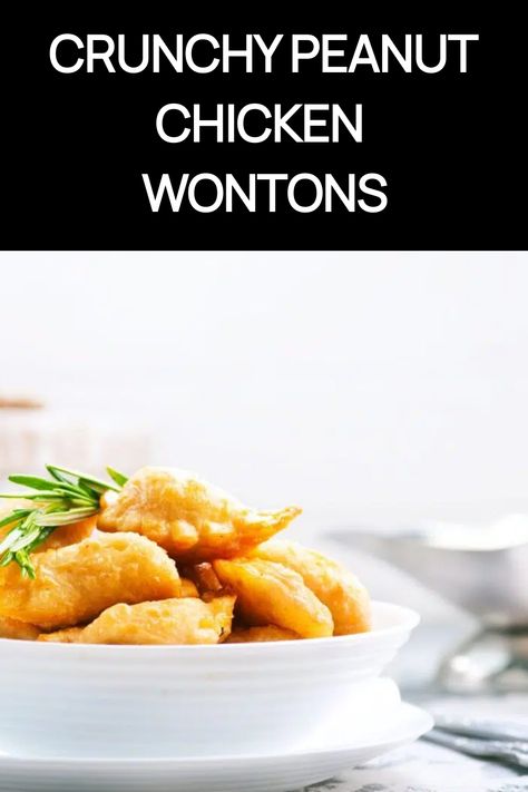 Crunchy peanut chicken wontons on a white plate. Wonton Filling Recipes, Wonton Filling, Deep Fried Wontons, Wonton Wrapper Recipes, Minced Chicken Recipes, Chicken Wontons, Crispy Wonton, Minced Meat Recipe, Fried Wontons