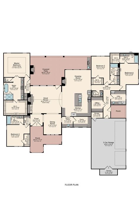 41.22 | WM Designs - Custom Home & Community Design Single Story House Floor Plans, Multigenerational House Plans, Multigenerational House, Community Design, American House Plans, House Plans One Story, 4 Bedroom House Plans, Floor Plan Layout, Farmhouse Style House Plans