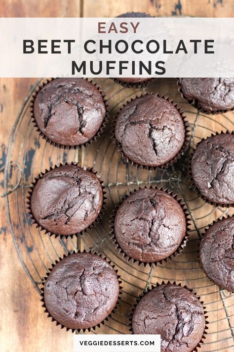 Beet Muffins Healthy, Beet Carrot Apple Muffins, Beet Baking Recipes, Beetroot Chocolate Muffins, Baking With Beets, Beet Muffins For Kids, Beet Recipes Dessert, Beet Root Recipes, Beet Desserts