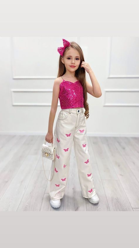 Cute Girls Outfits Kids, Outfits Fiesta Infantil, Girls Outfit Ideas Kids, Outfit Fiesta Infantil, Barbie Outfits For Kids, Kids Style Outfits, Kids Cute Outfits, Girls Fashion Kids, Girls Birthday Outfit