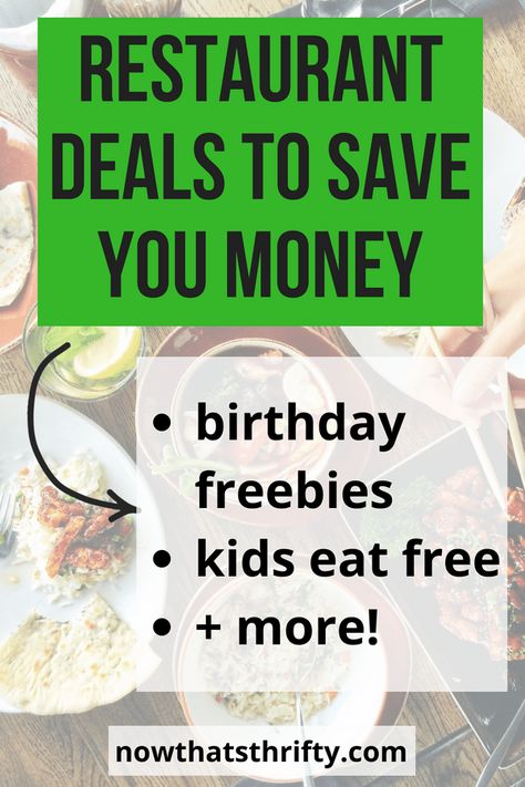 If you love eating out, then you can benefit from these restaurant deals to save you money. We share with you 5 of our favorite ways to share a family meal without breaking the bank. Besides birthday freebies and kids eat free nights, there are other ways! #restaurants #savemoney Restaurant Deals, Kids Eat Free, Birthday Freebies, Out To Eat, Save Money Fast, Money Now, Family Meal, Love Eat, Save Your Money