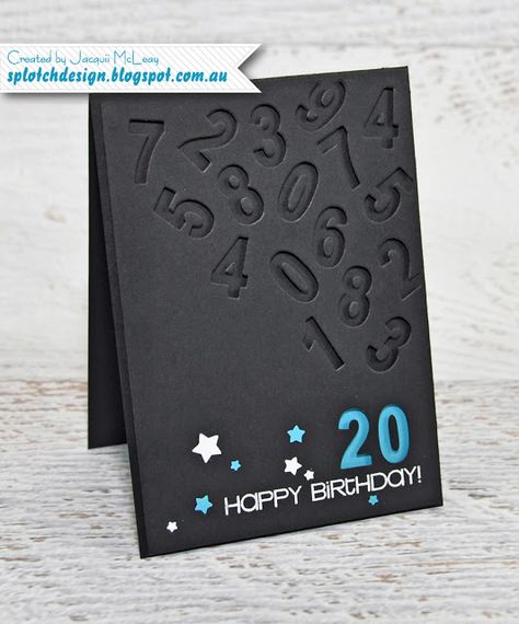 Stampin Up 20th Birthday Cards, 20th Birthday Card Ideas Diy, Number Birthday Cards, 20th Birthday Card, Birthday 20, Cards For Men, 30th Birthday Cards, Bday Cards, Interactive Cards