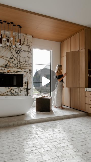 Lindye Galloway on Instagram: "A design for both form and function 😉 We got asked a lot of questions about the wood feature on each side of the tub. It’s actually hidden storage. The perfect place to hide all the bathroom things that don’t match the  aesthetic! #calayeredluxury" Bathroom Things, Lindye Galloway, Form And Function, Hidden Storage, May 23, The Bathroom, A Design, Perfect Place, Instagram A